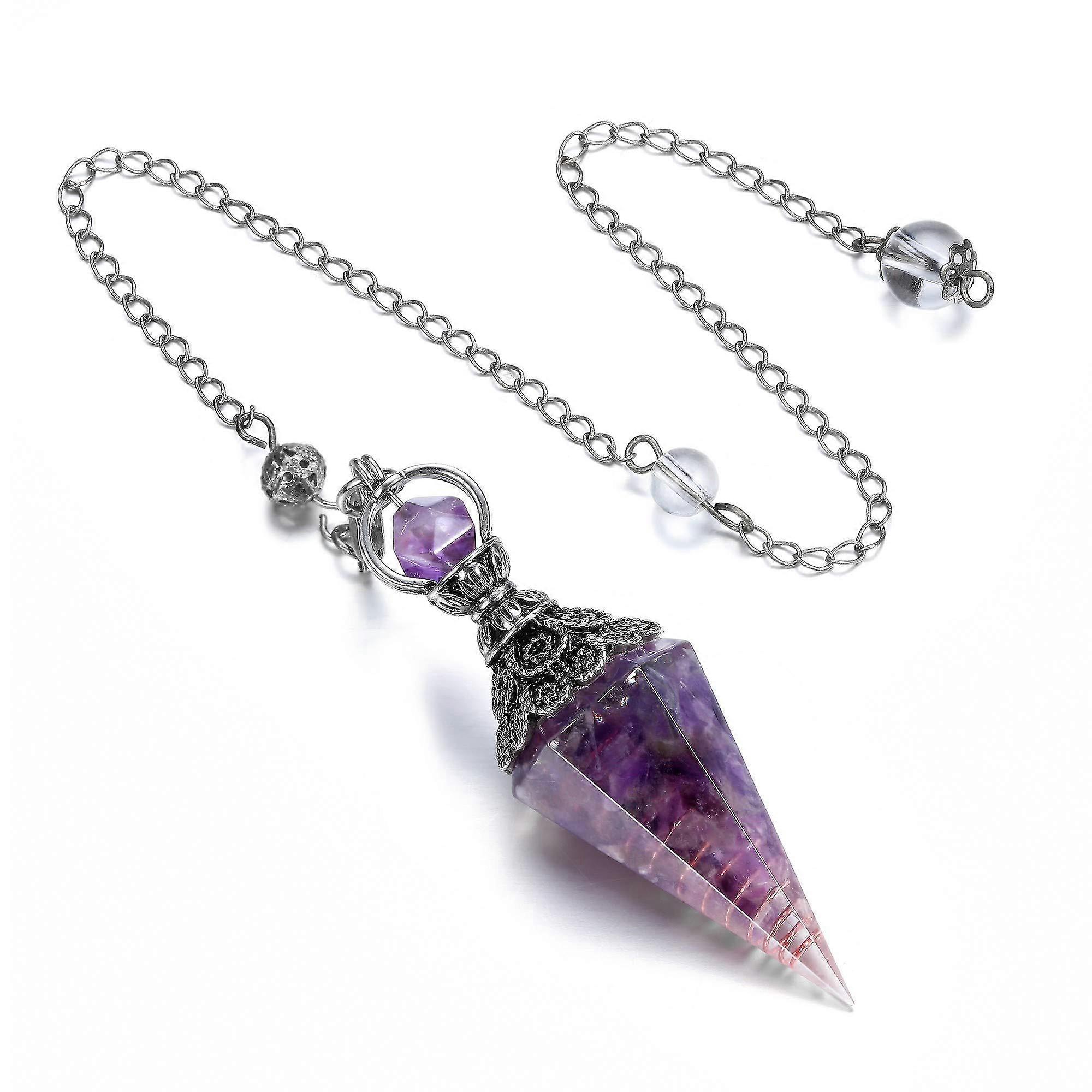 Chakra Crystal Pendulum Hexagonal Reiki Healing Crystal Points Gemstone Dowsing Pendulum For Divination