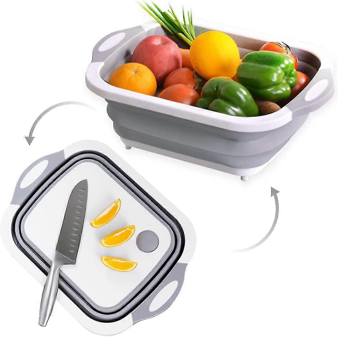 Collapsible Cutting Board Multifunctional Storage Basket Drain Basket Vegetable Basin Sink Folding C
