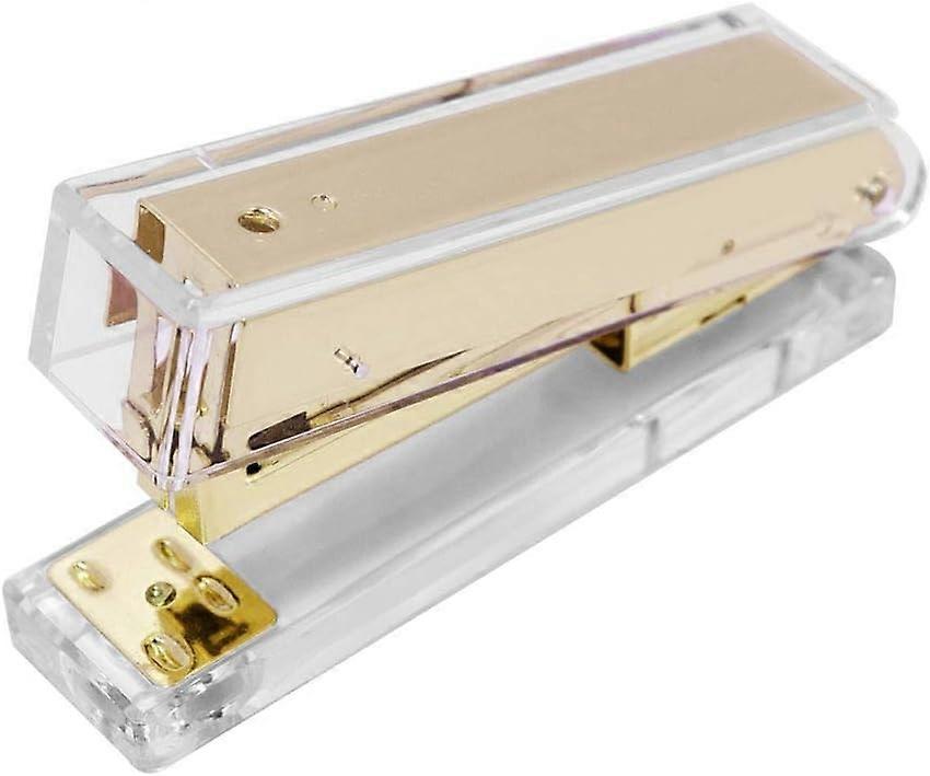 Clear Gold Acrylic Stapler Desktop Accessory for Standard Staples