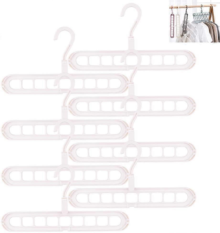 Magic Coat Hanger, Coat Hanger, Multifunctional, Rotatable, Shockproof, Foldable, 8 Pieces for Dormitory, Workplace, White