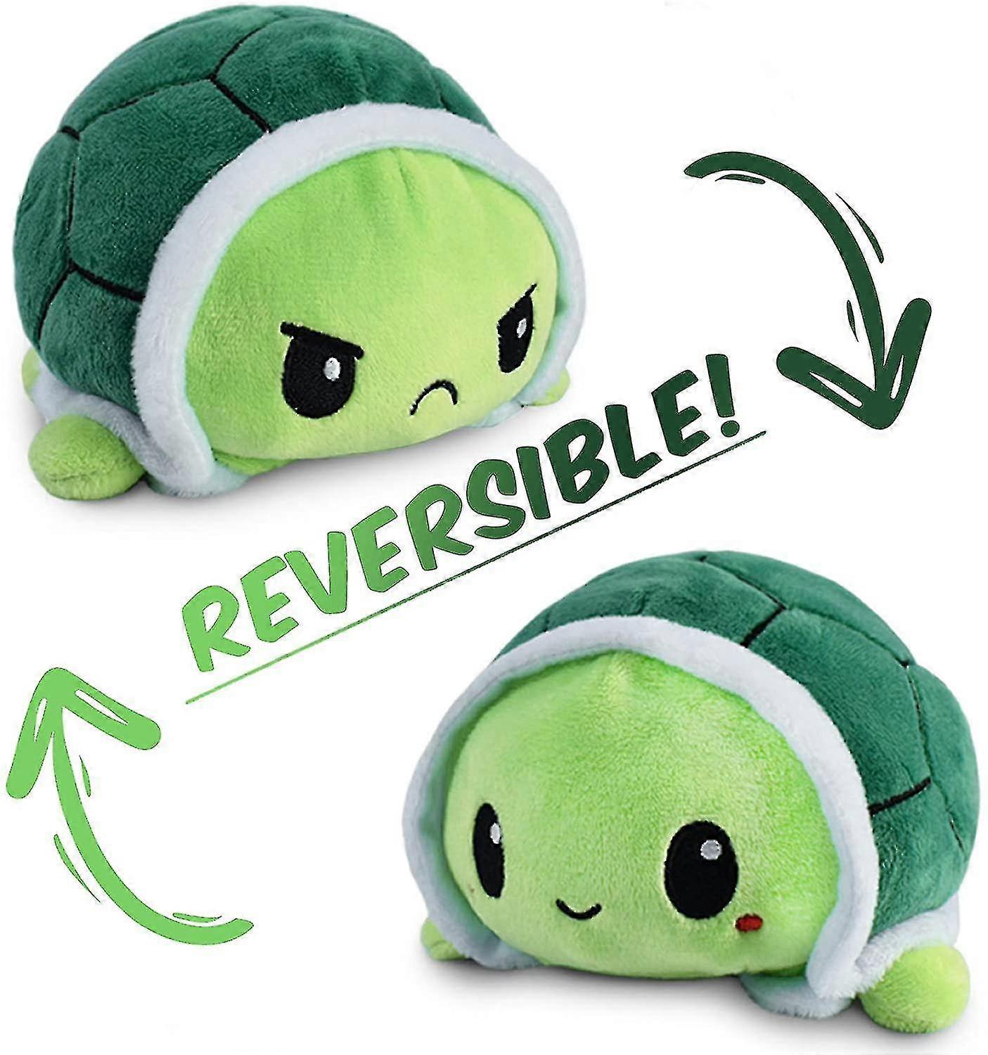 Reversible Turtle Plushie Happy Sad Turtle Teddy Show Your Mood With Double-sided Flip Tw