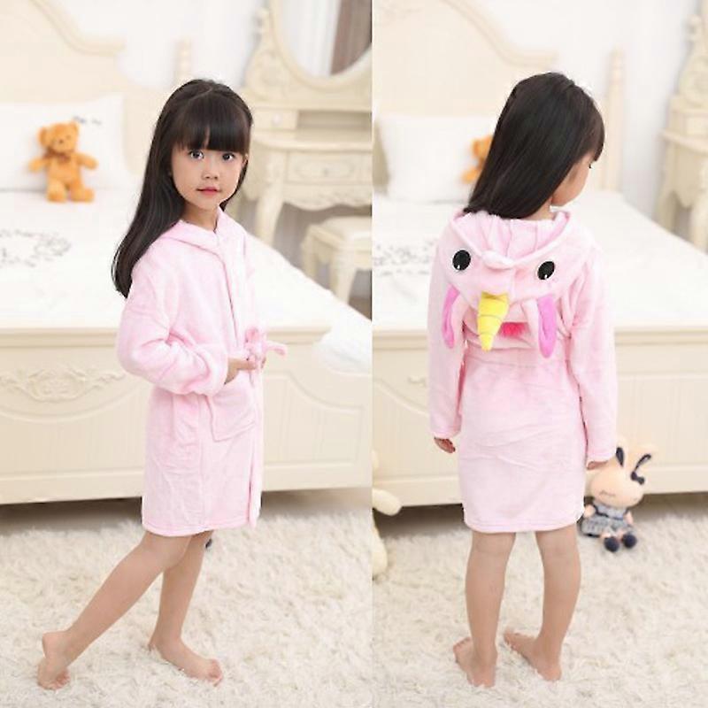 3-10 Years Kid Hooded Dressing Gown Warm Bathrobe Pajamas