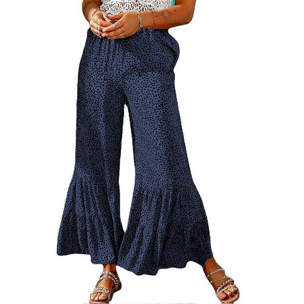 Women High Waisted Flare Pants Solid Pleated Bell Bottoms