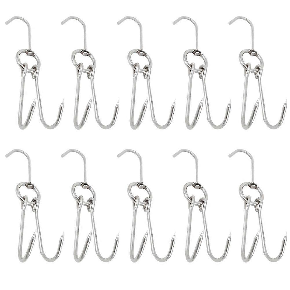 10 Pcs Sturdy Meat Hooks Creative Poultry Hooks Simple BBQ Hooks (Silver)