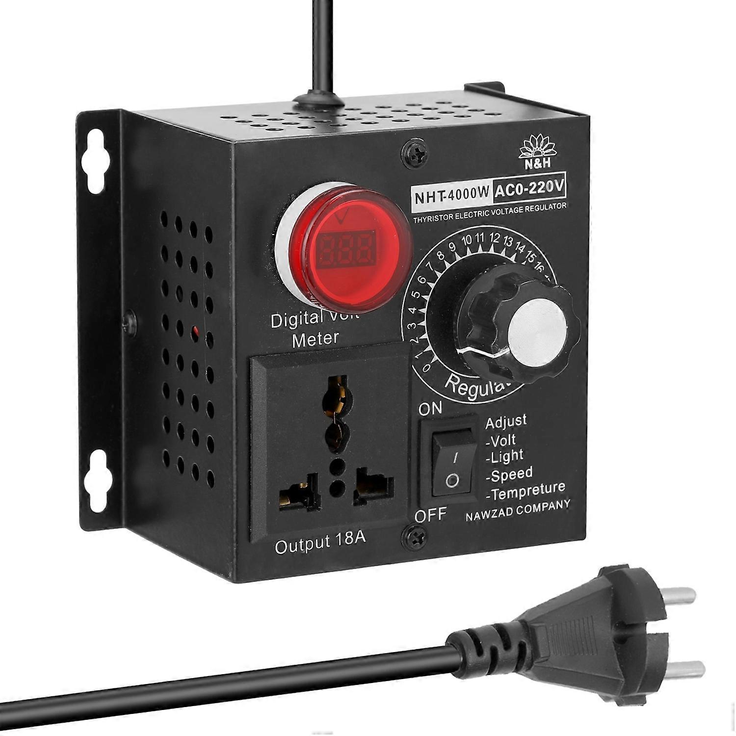 EU Plug AC 220V 4000W SCR Electronic Voltage Regulator Temperature Motor FAN Speed Controller Dimmer Electric tool Adjustable