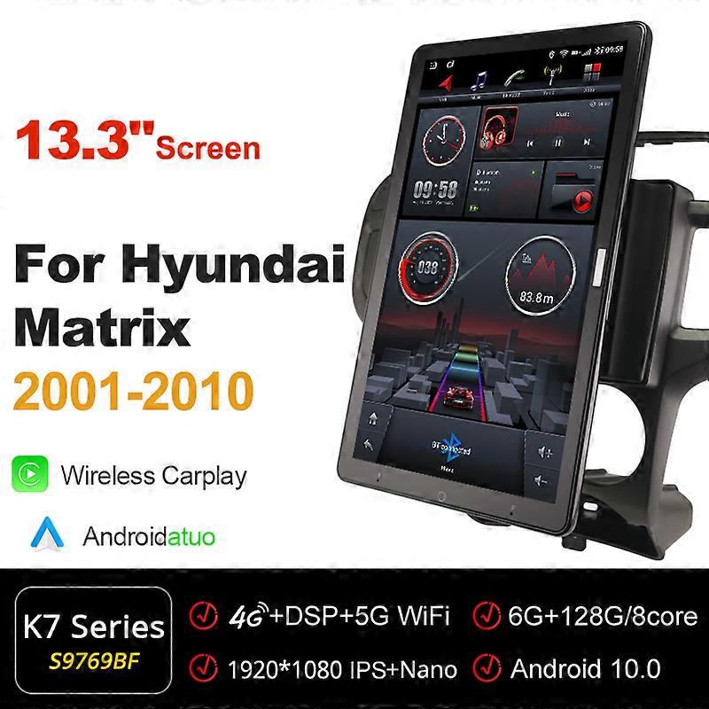 Tesla style Rotatable 13.3'' IPS DSP Android 10.0 Car Multimedia for Hyundai Matrix 2001-2010 Auto Radio Audio 4G 360 Optical