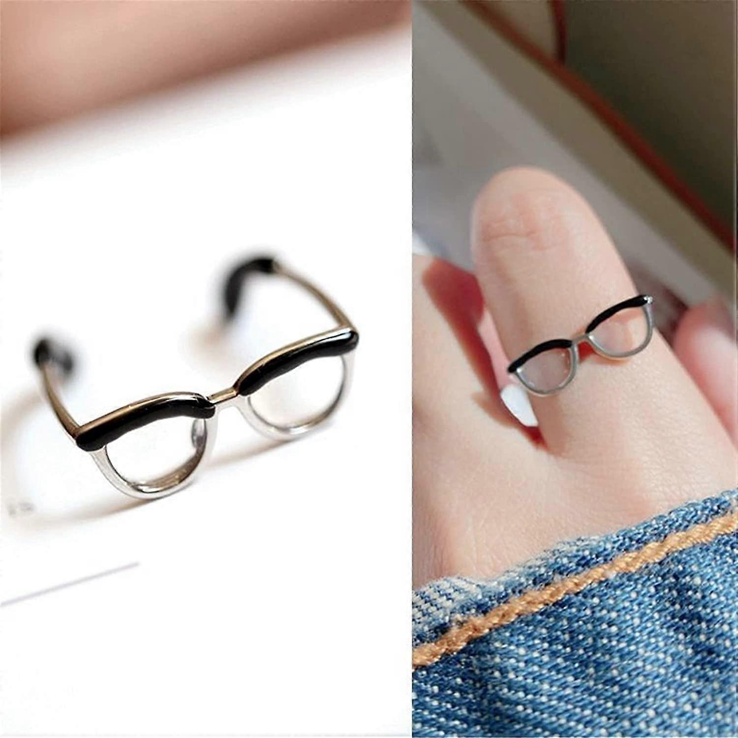 Cute Glasses Open Ring Adjustable Finger Ring Mini Glasses for Boy Girl