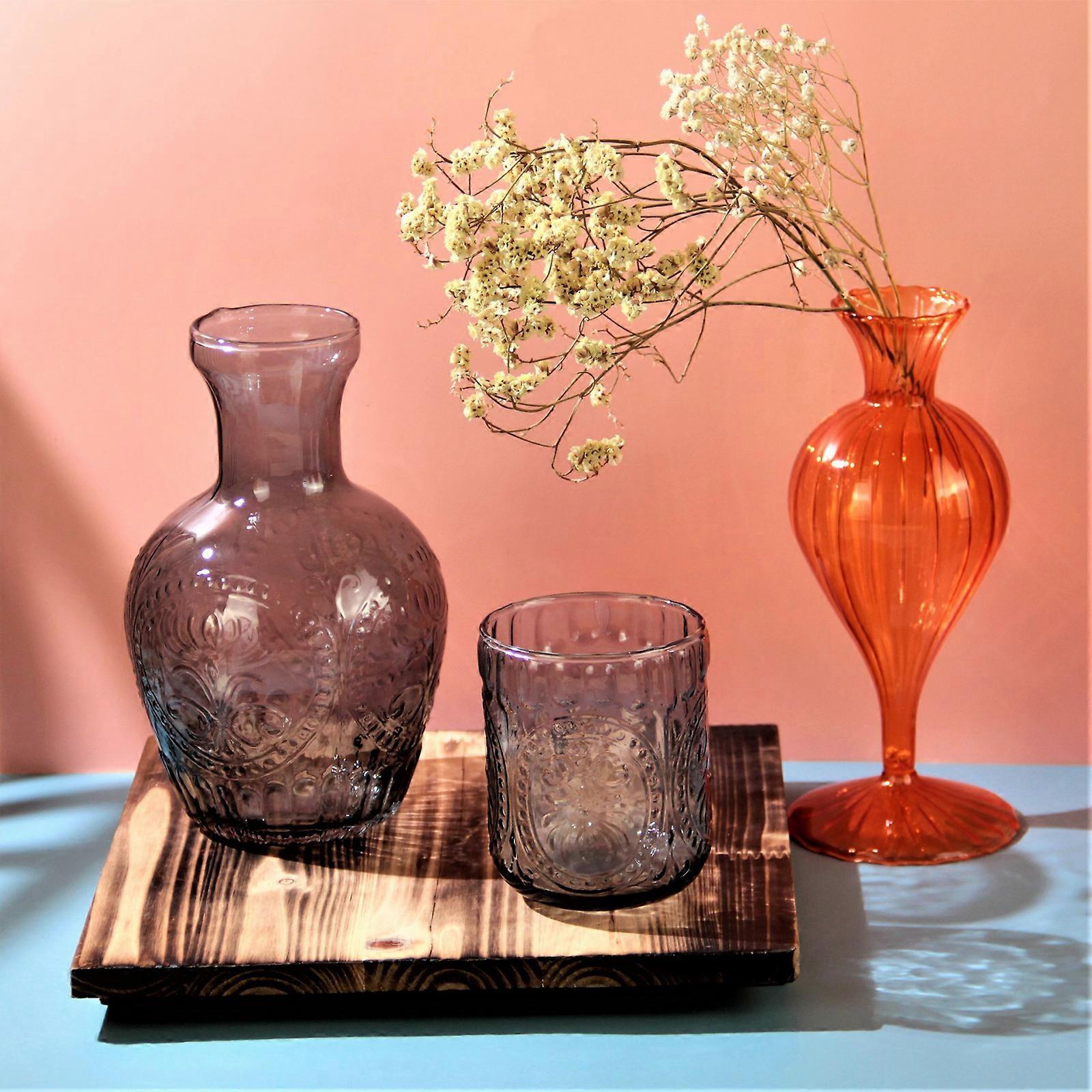 Carafe à Eau De Chevet 750ml Avec Verre - Verre Borosilicate - Couvercle Verre Ambre - Pour Chambre, Salle De Bain