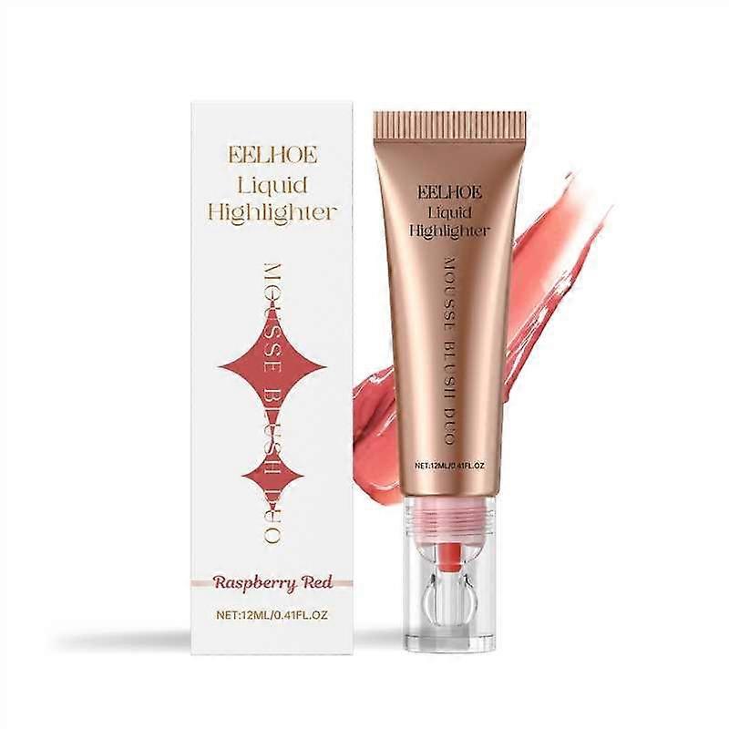 Liquid Highlighter Blush Cream (Raspberry Red) Natural Lightweight Matte Gloss Highlighter Multi-Functional Facial Blush Cream
