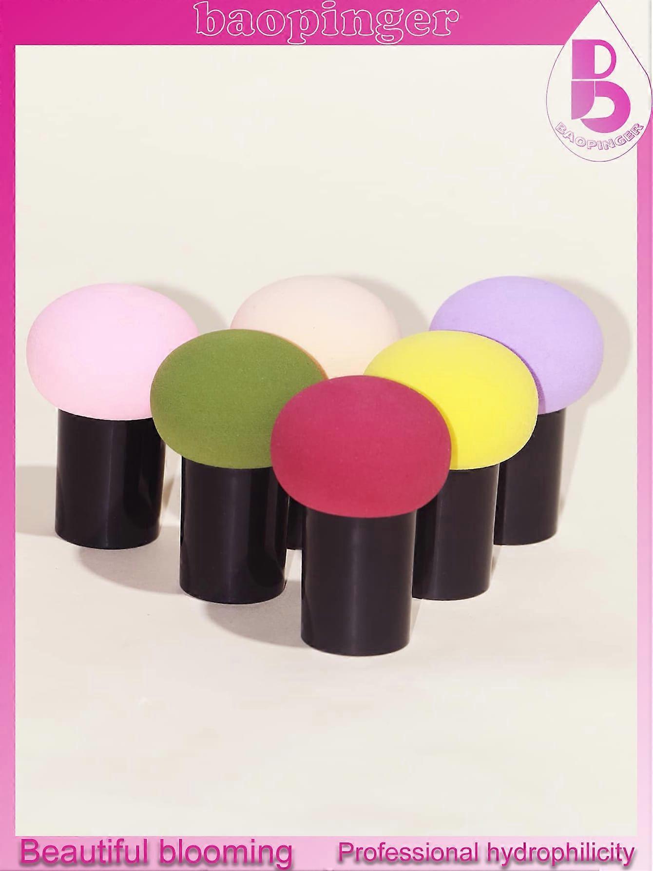 baopinger 5pcs Brown Series Mushroom Head Sponge Mushroom Head Puffs Multi Color Round Cosmetic Sponge Powder Puffs