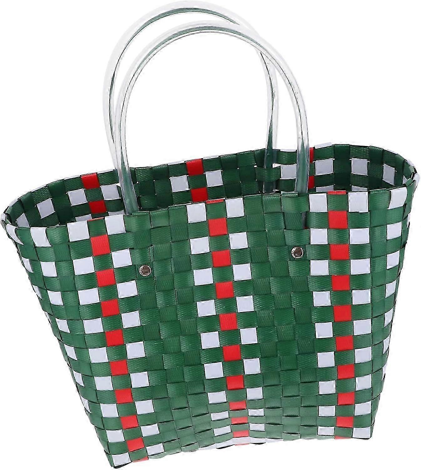 1pc Woven Shopping Basket with Handle, Portable Hamper, Gift