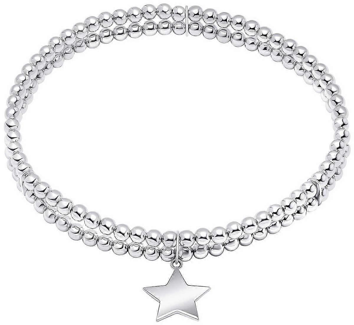 Beginnings Double Row Stretch Star Charm Bracelet - Silver