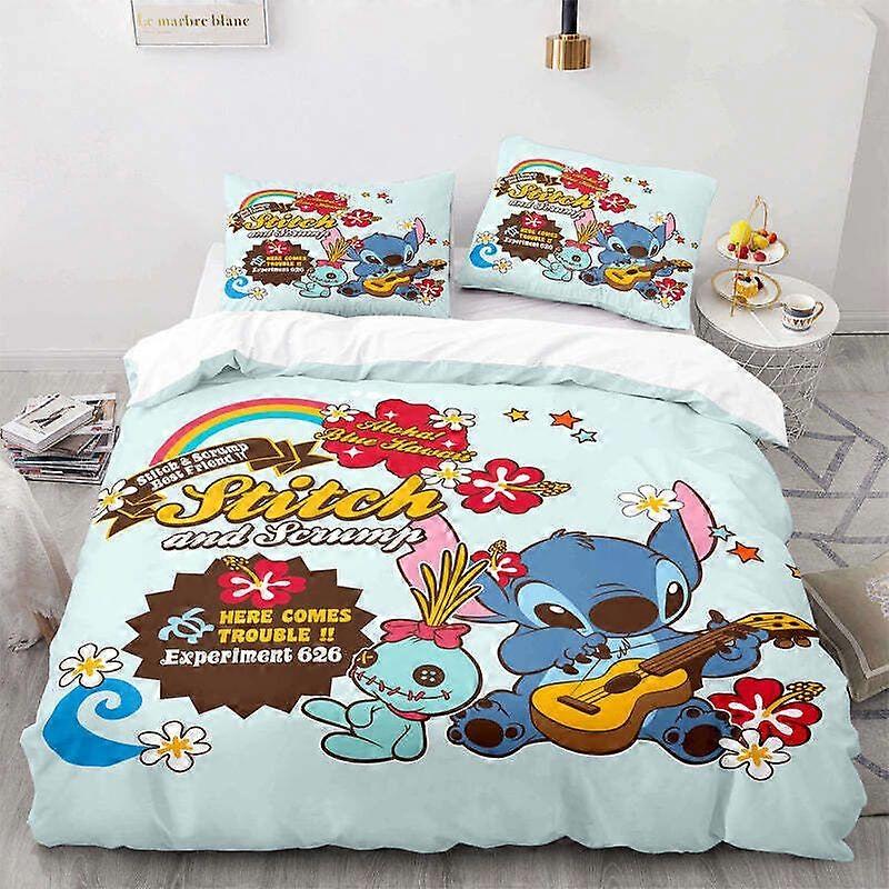 v217 Lençóis de Cama Stitch & Scrumptious Conjunto de Cama Cosplay Colcha Capa de Edredom Conjunto de Cama Conjunto de Cama de 3 Peças (1 Capa de Edredom + 2 Fronhas) y217