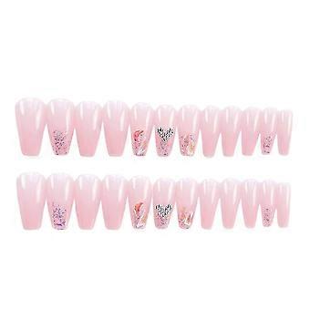 24pcs Short Glossy Press On Nail Firework Style Removable Nail With Stick Glue