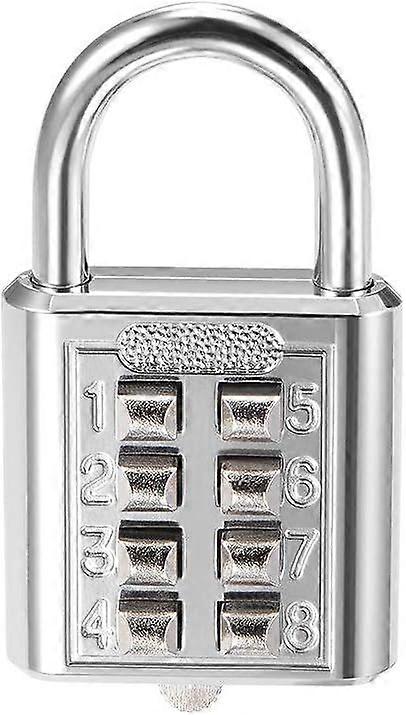 8-Digit Combination Padlock Push Button Lock for Locker Cabinet Silver Tone