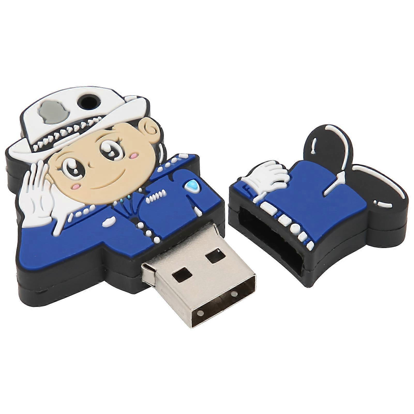 U Disk Cartoon Creative Flexible Plastic Portable for Windows 98 / Me / 2000 / XP USB2.0Policewoman 16G