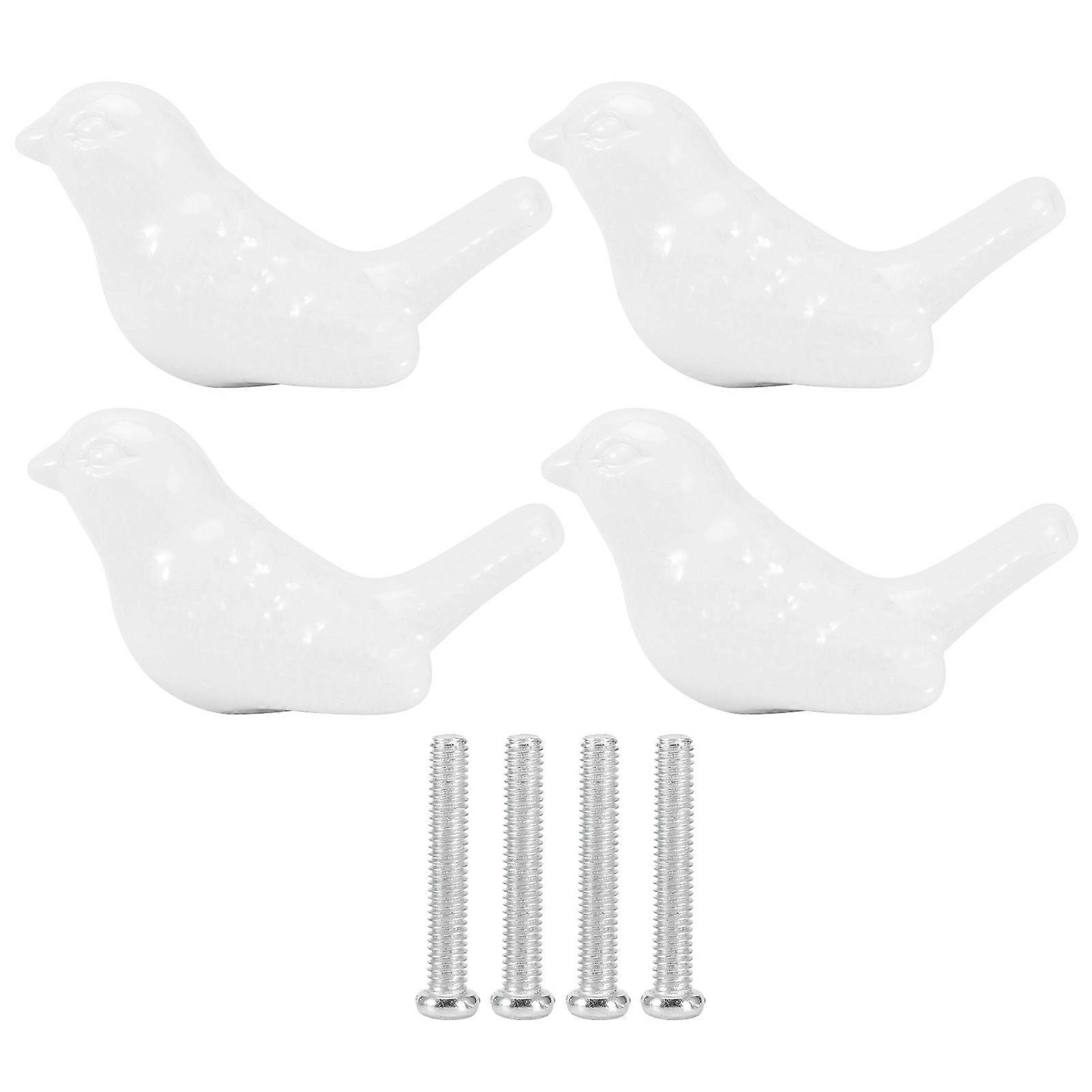 4 Set Bird Shape Ceramic Knobs DIY Door Drawer Cupboard Pull Handle Furniture AccessoriesWhite