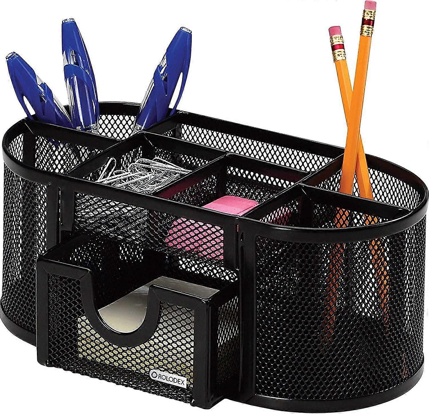 Mesh Pencil Cup Organizer, Four Compartments, Steel, 8.7"x 4.3"x 4.1", Bla,7249