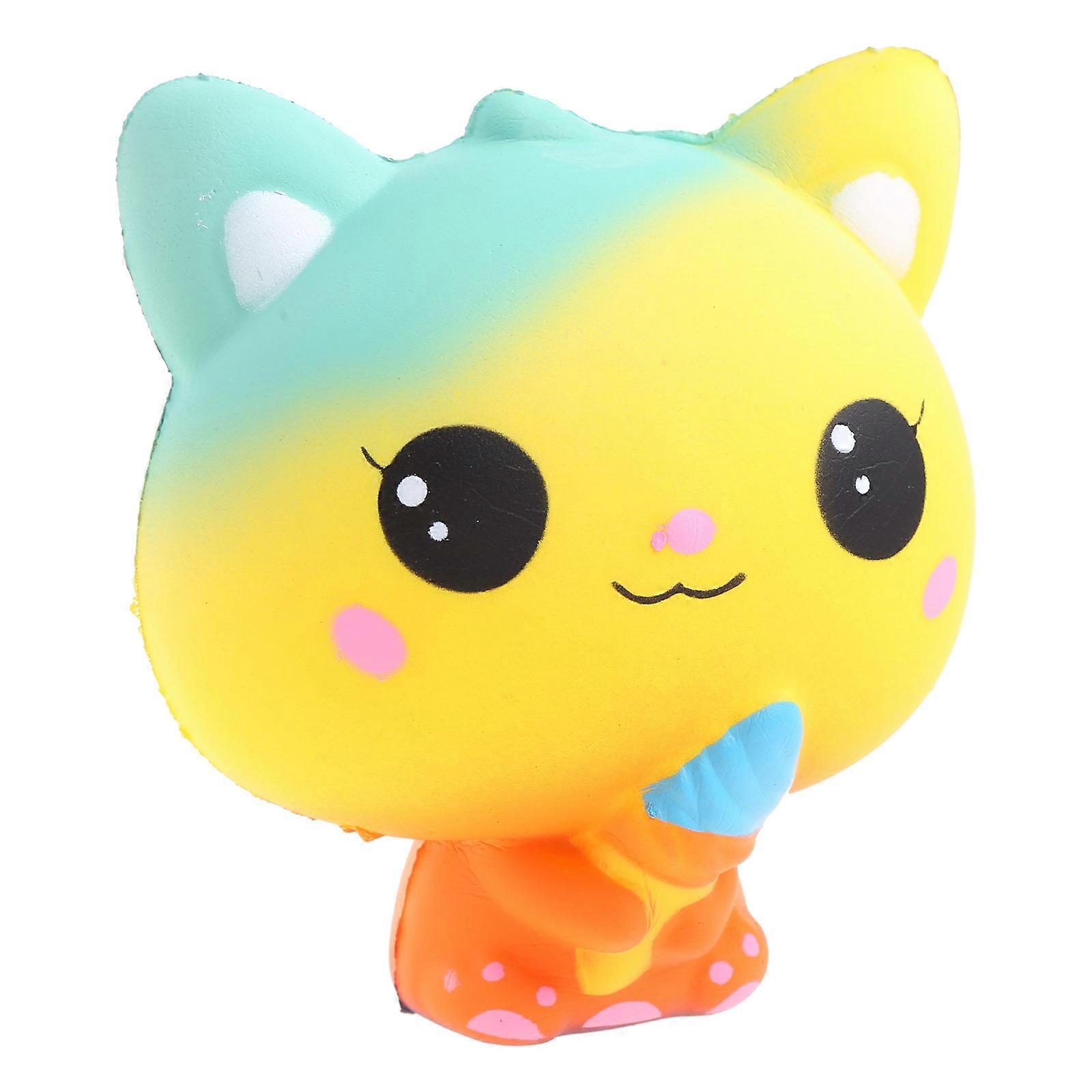 4Inch Squeeze Toy Simulation Ice Cream for Cat Interactive Anxiety Relief Toy Soft PU Foam Decompressing Animal for Todd  Multicolor