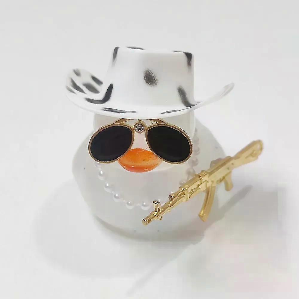 Cool Colorful Little Duckling with Weapon Car Dashboard Decorations Rubber Cute Toy Yellow Duck Office Car Dashboard Ornaments