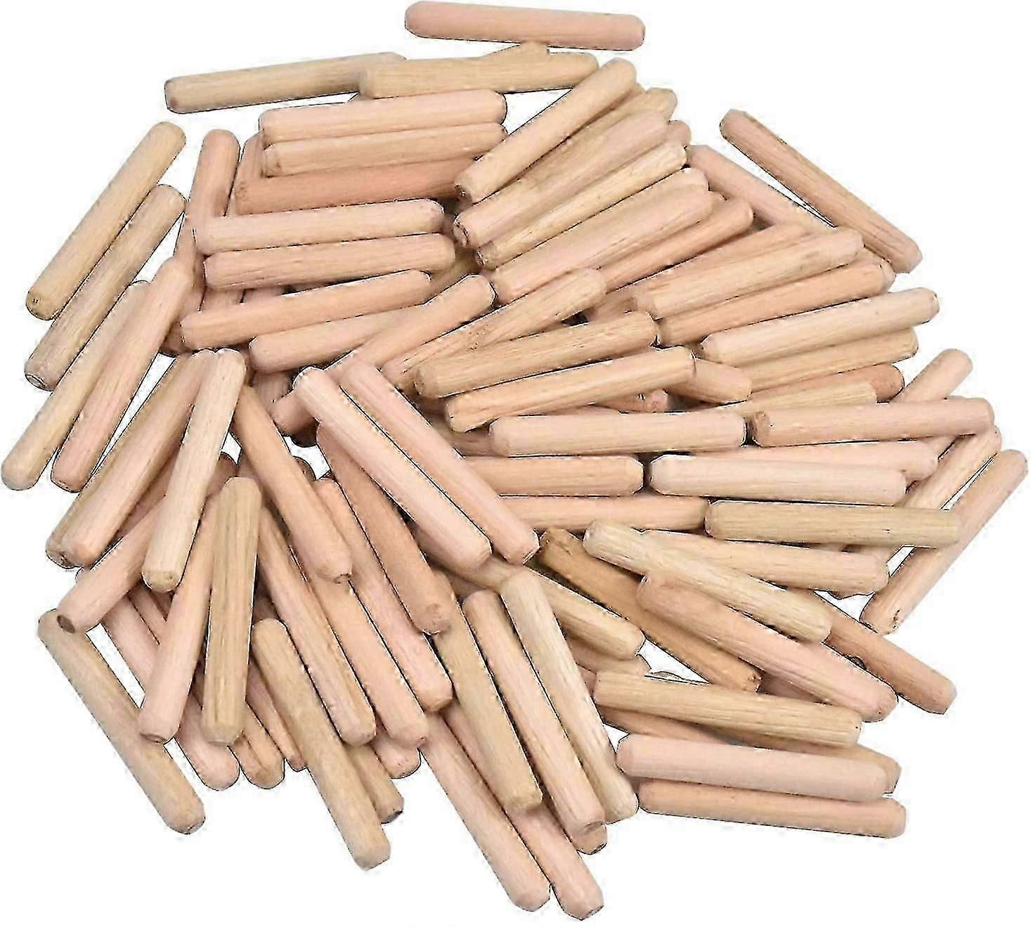 100 Pack Grooved Wooden Dowels Tapered Wooden Dowels Twill End Birch Dowels 6mm X 40mm