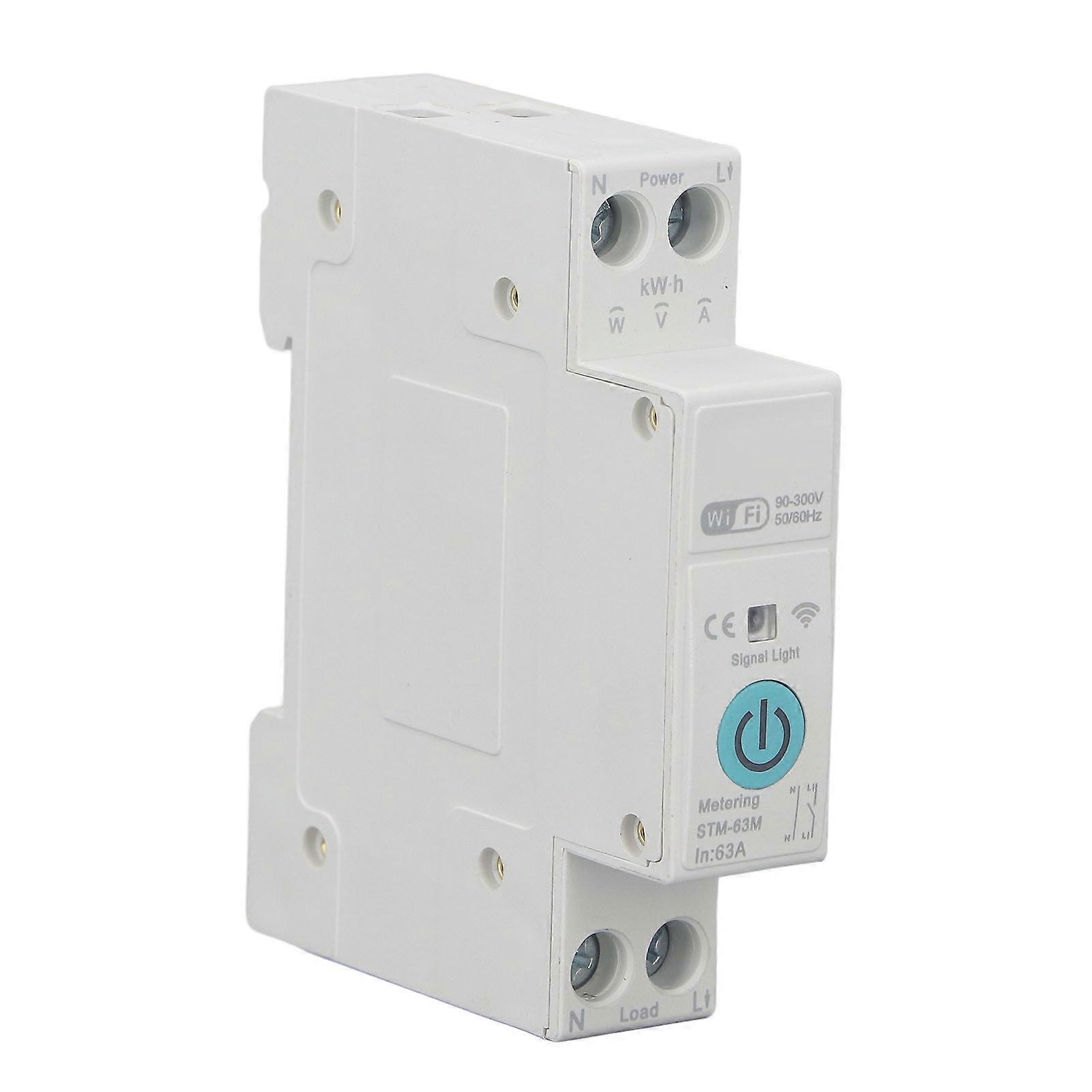 Smart WiFi Switch 1P 63A Manual Remote Voice Control Circuit Breaker with Power Metering for Tuya 90‑300V 