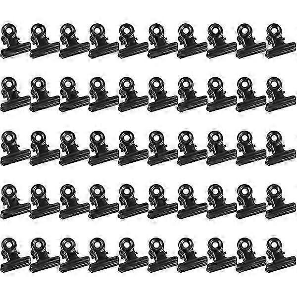 50 قطعة مشابك معدنية مفصلية مقاطع بولدوغ سوداء قوية الربيع 22 مللي متر مشابك ورق معدنية مشبك مشبك صغير لملفات أكياس الطعام صور