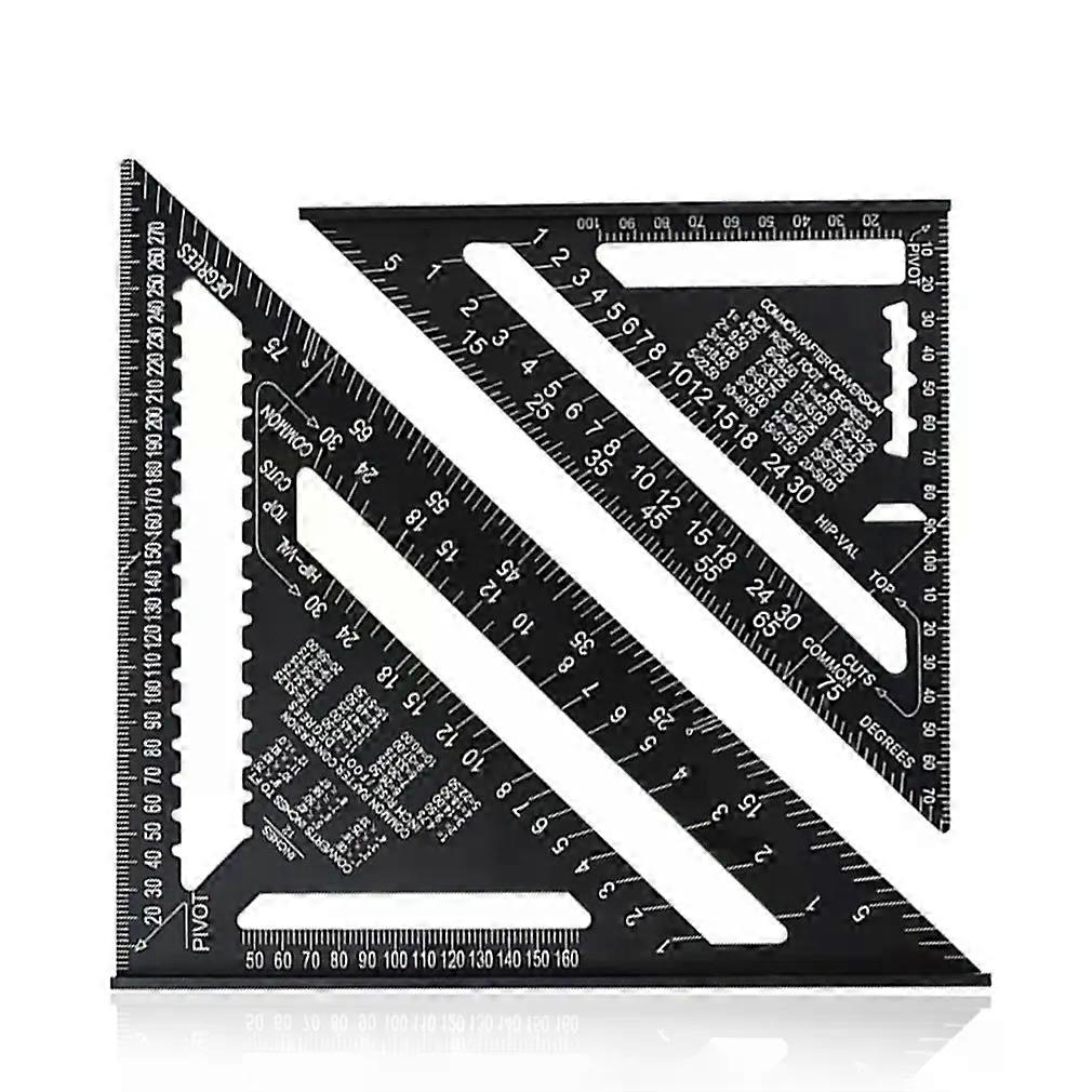 12inch High-Precision Triangle Ruler for Woodworking Quick Read Square Layout Gauge Measuring Tool Black