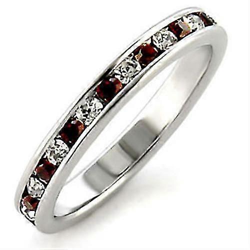 High-Polished 925 Sterling Silver Ring with Top Grade Crystal in Garnet for Women Style LOA508