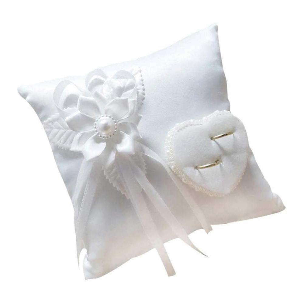 Timeless Wedding Ring Pillow, With Pearl Adornments And Satin Ribbon, Ideal For Any Ceremony, Complete With A Convenient Back Strap