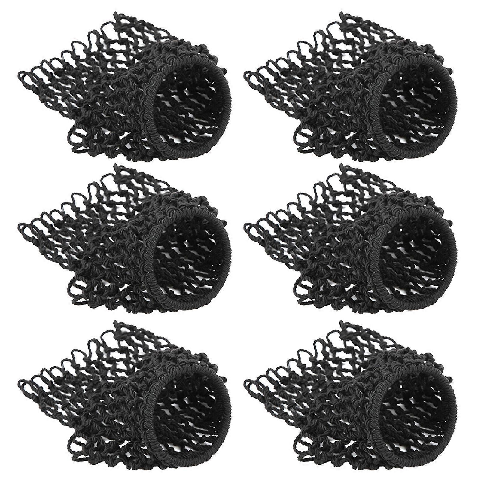 6Pcs Dirt-Proof Cotton Thread Billiards Tables Net Pool Snooker Meshes Pockets Bag (Black)