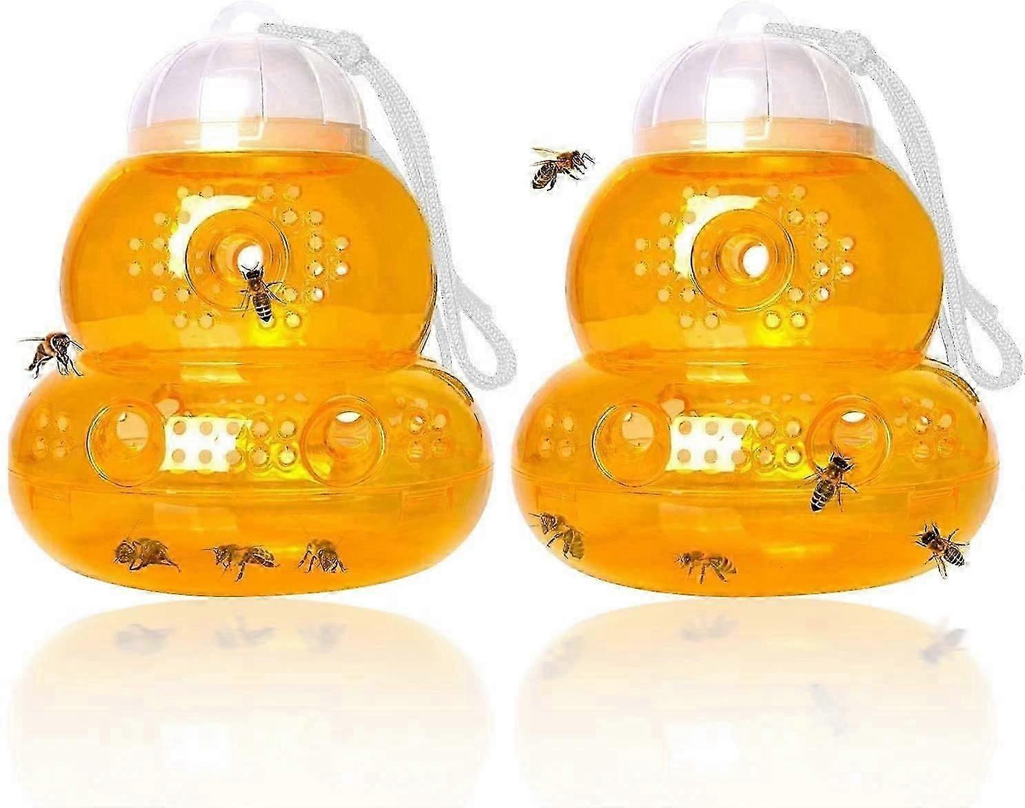 2 Pack Wasp Traps Hornet, Yellow Jacket Wasp Repellent, Bee Trap Wasps, Outdoor Wasp Traps, Effective and Reusable, Safe and Natural, No Bottom Seam