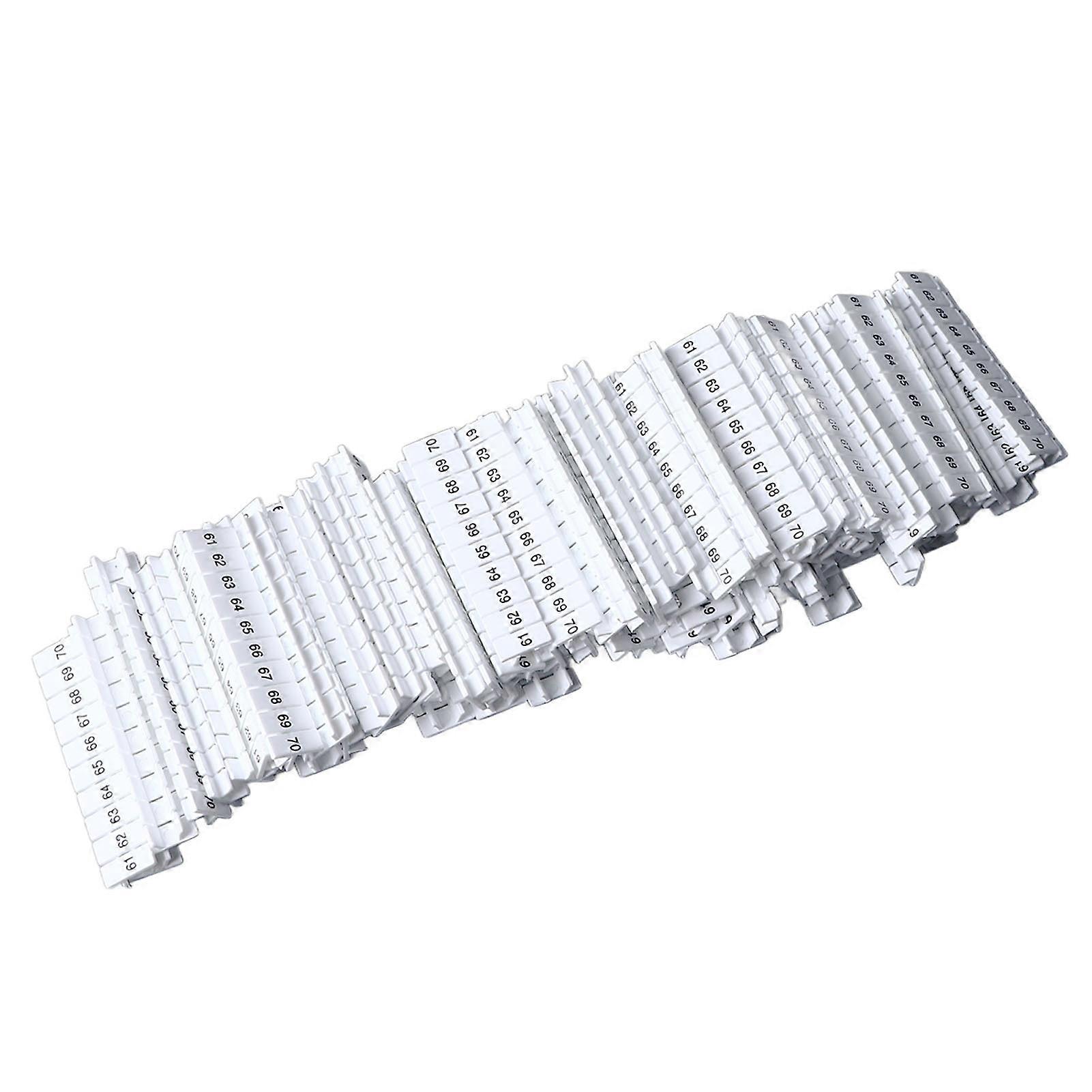 100PCS UK3N Terminal Marker Labels Nylon Terminal Block Marking Strip Press Type Installation ZB5 61‑70 