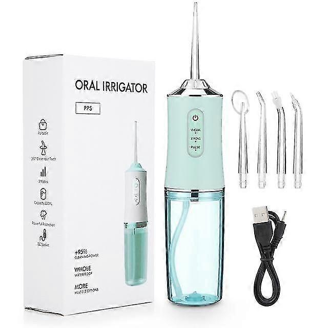 Irrigateur buccal Portable Dentaire Hydropulseur USB Rechargeable Jet Diff Cure-dent 4 Jet Tip 220ml 3 Modes IPX7 1400rpm-Bon