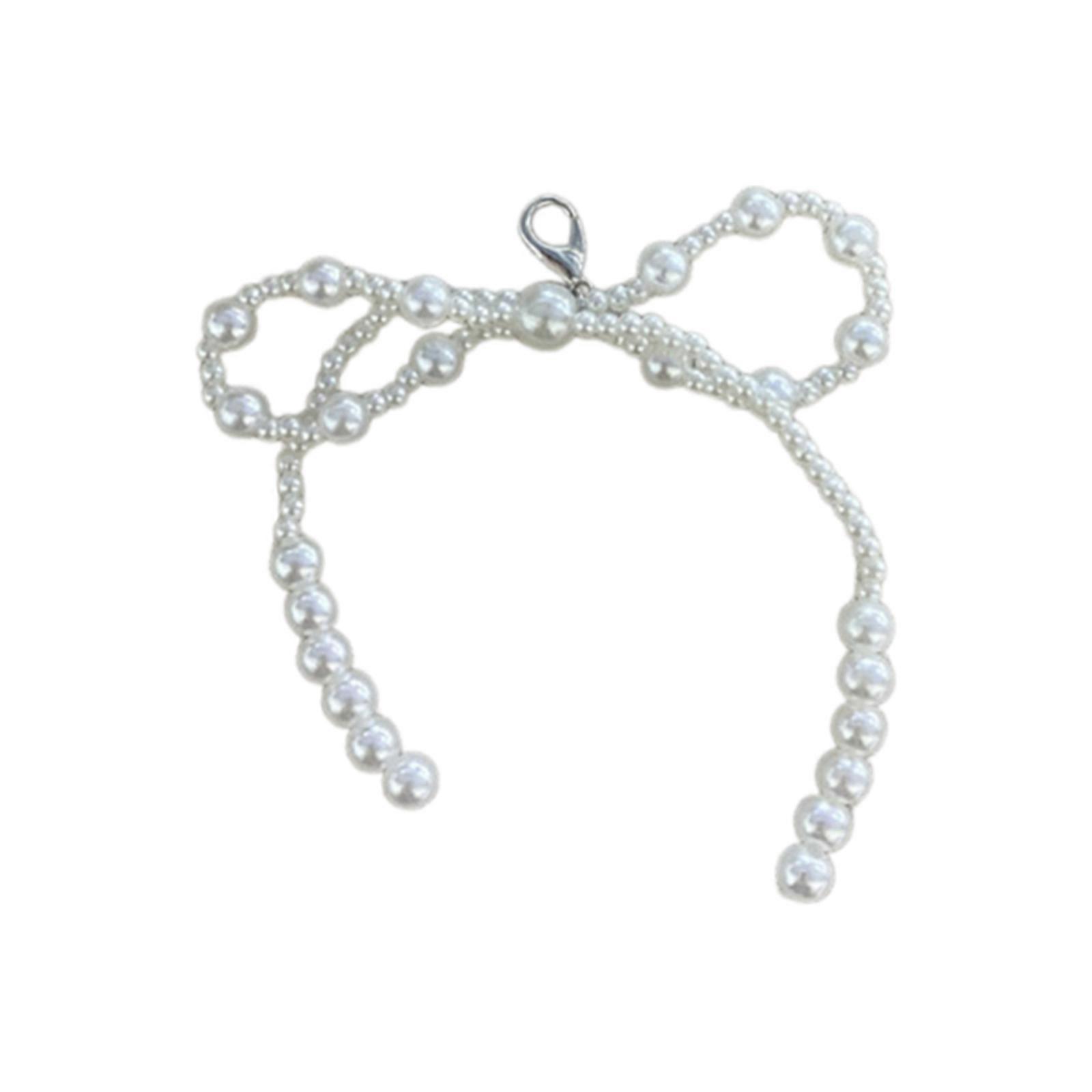 Elegant Pearls Bowknot Shoe Clip Pearls Beaded Bowknot Keychain Shoes Ornament for Fashion forward Individuals