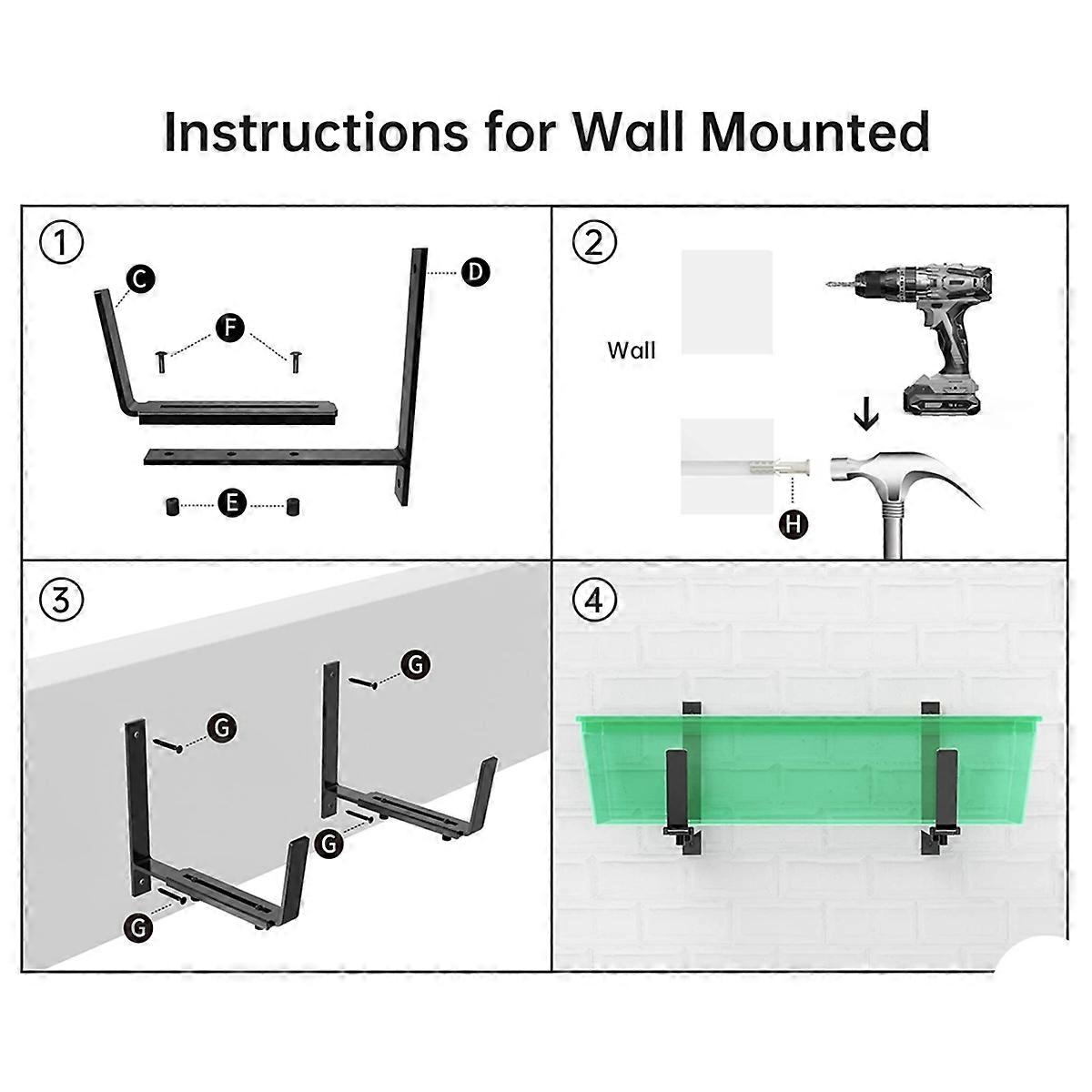 Adjustable Planter Box Bracket (6 to 12.5 Inches) for Flower Box Holders, Window Boxes PlantersHooks