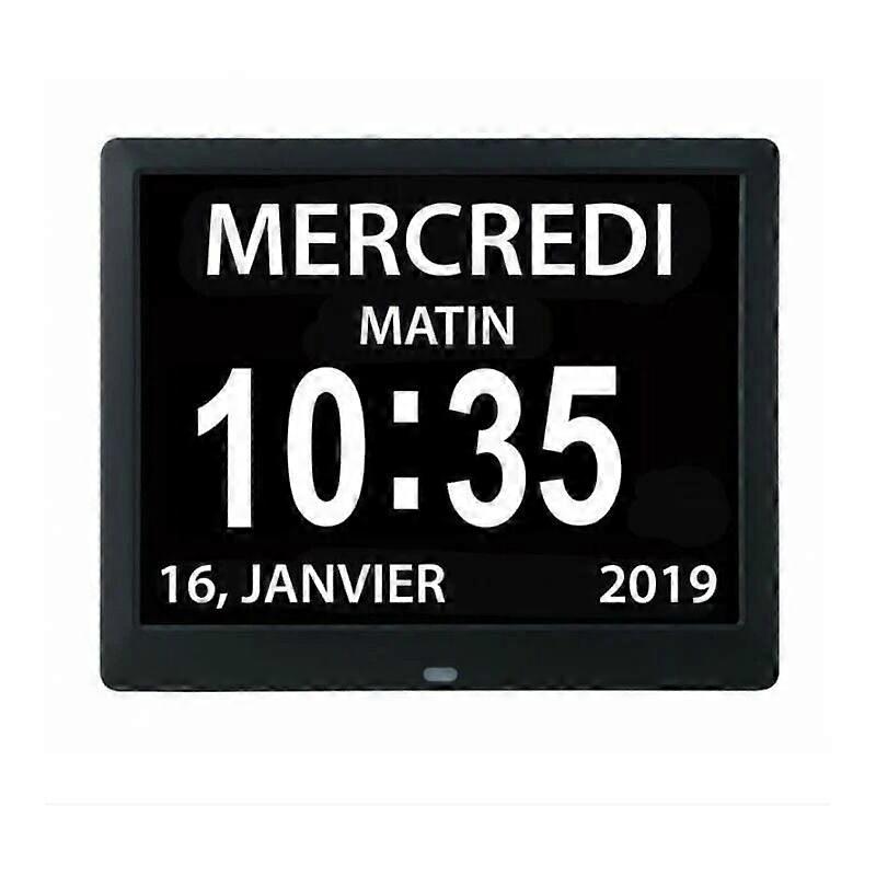 7 Inch Digital Day Clock, Easy To Read Hd Display, Multi-language Support, Unique Functions Including Alarm Options And Memory Function, Auto Dimming