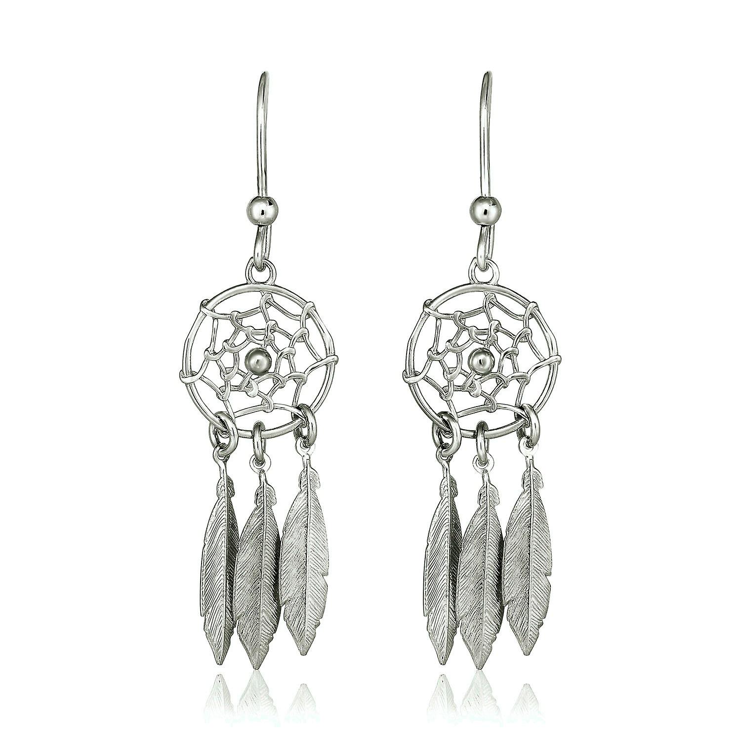 Sterling Silver Dream Catcher Dangle Earrings