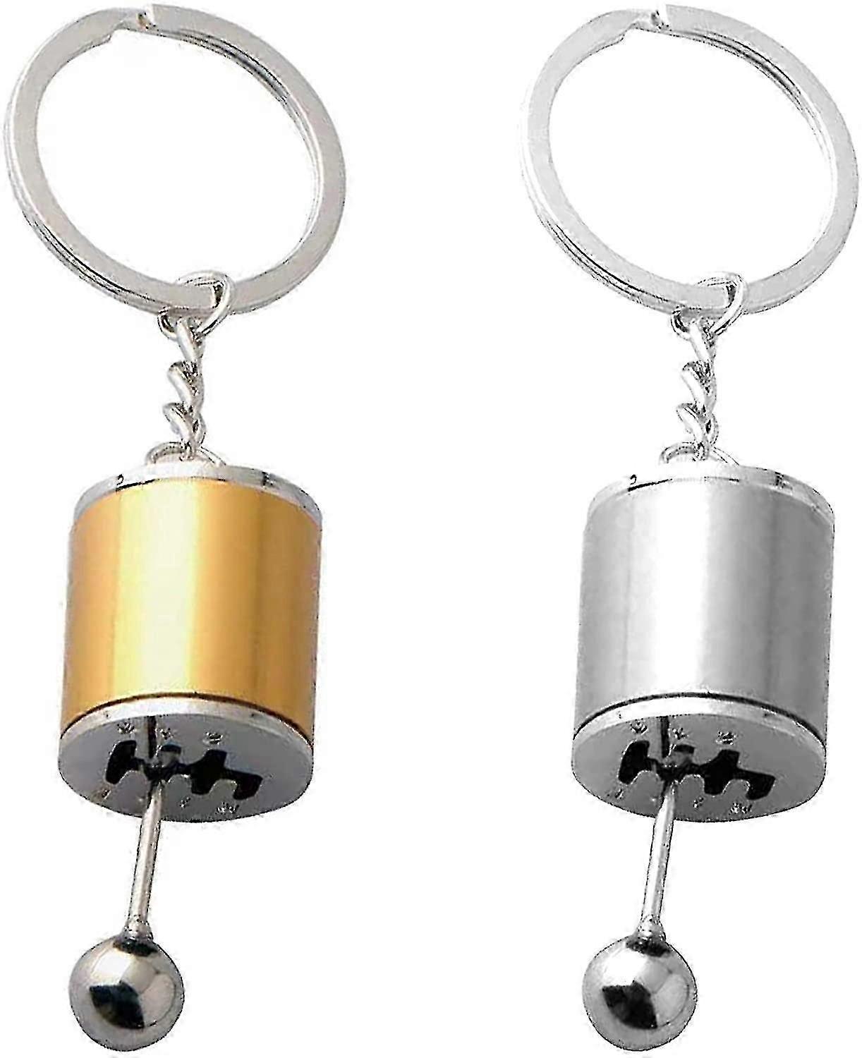 2pcs Gear Knob Keychains Shifter Gear Key Chains Car Shift Shaped Key Rings