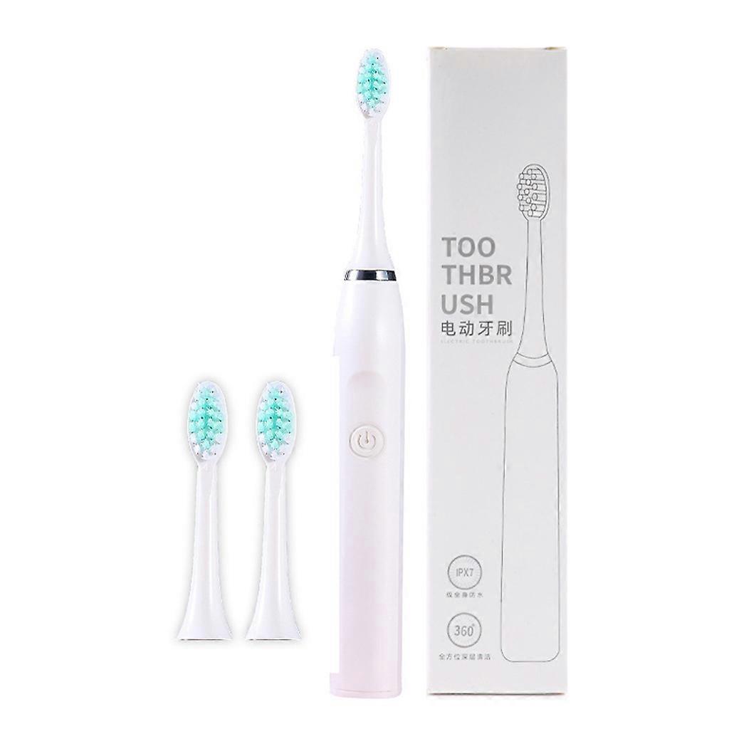 Ultrasonic Electric Toothbrush AA Battery Powered Toothbrush with 5 Care Modes with 3 Brushes Replacement Heads Set White