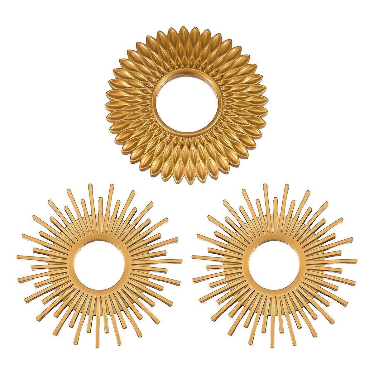 ウォールパック3個用ゴールドミラー - 部屋の装飾用ウォールミラー