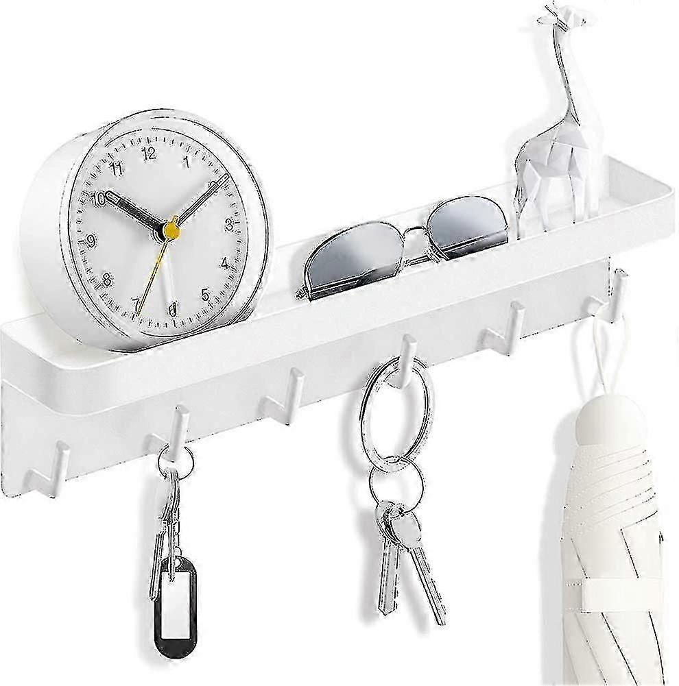 Key Holder, Key Board With Shelf And 6 Hooks Modern Self-adhesive Key Holder, Key Storage
