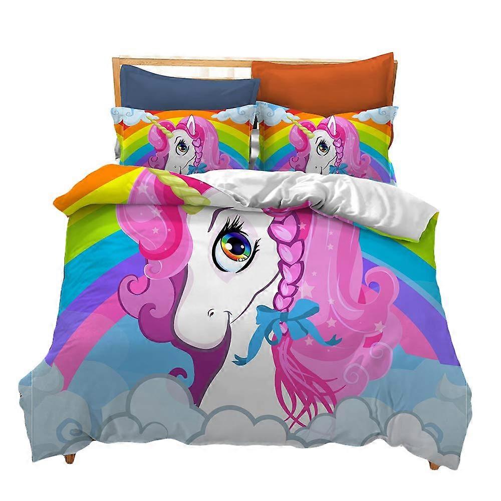 1 Set Cartoon Unicorn Duvet Cover Set for  King Size