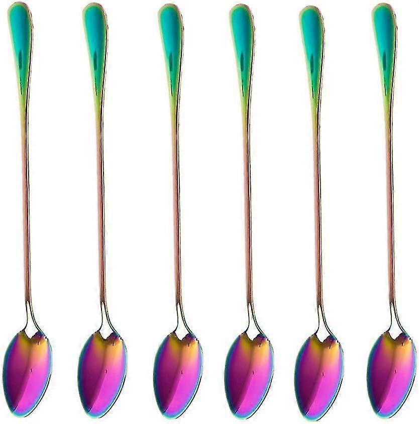 Long Handle Spoon, Ergonomic Utensils, Rainbow Colored