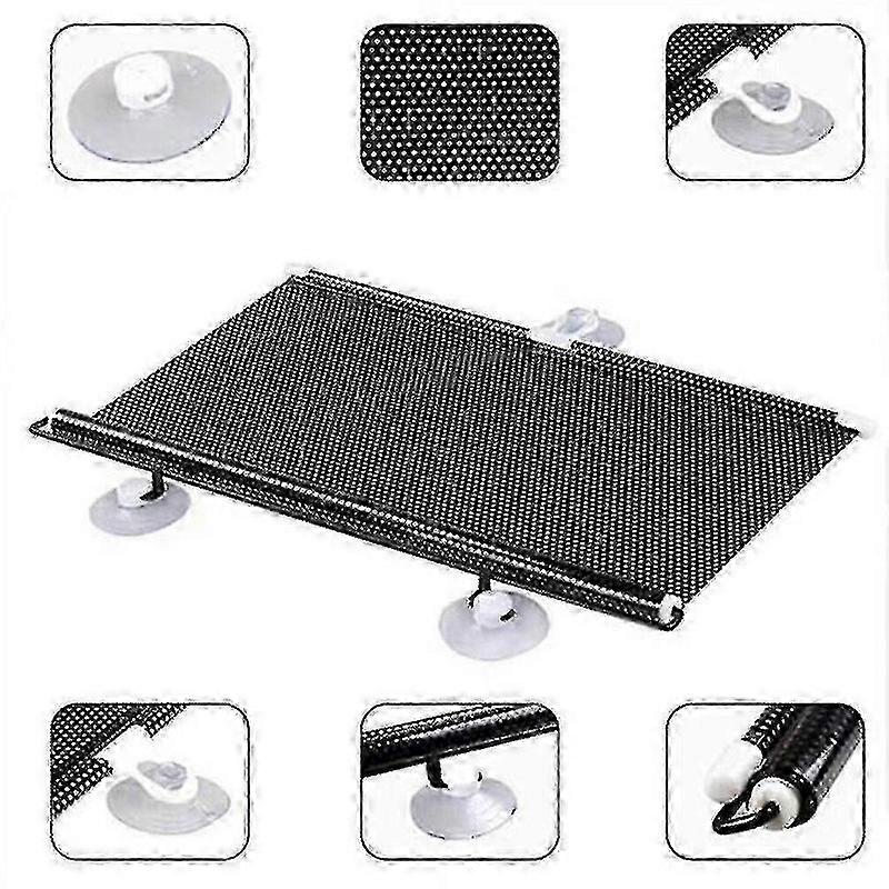 吸盤付き新しい遮光カーテン格納式フロントガラスシェード高速2023-50 * 125cm-ブラック