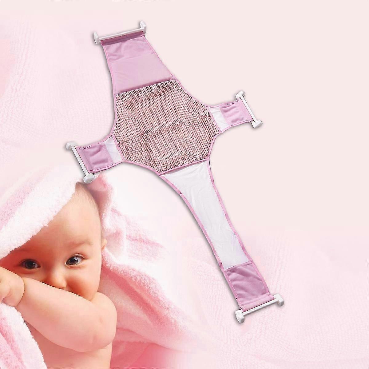 عبر طفل حمام شبكة حوض الاستحمام مقعد صافي دعم حبال حوض الاستحمام الرضع أرجوحة (وردي)