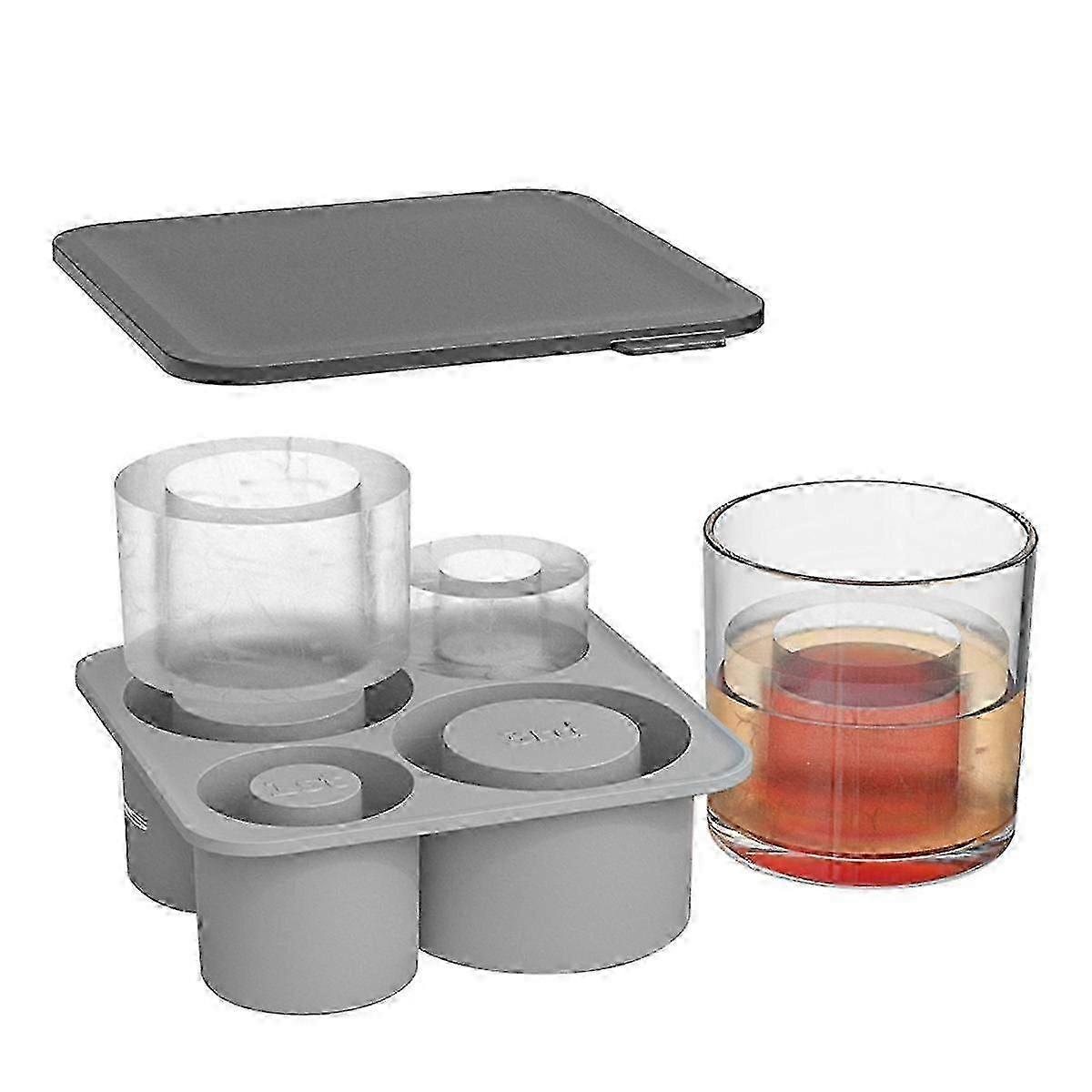 Silicone Ice Mold with Lid for Making 4 Hollow Cylinder Ice Molds for 203040 Oz Cups for Chilling Edition a