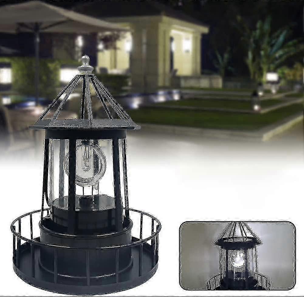 360 Degree Rotating Solar Led Lighthouse Ip65 Waterproof Led Garden Light Automatic Rotating Light
