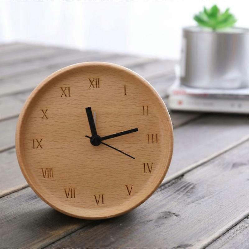 Simple Home Study Solid Wood Decorative Bedside Beech Alarm Clock