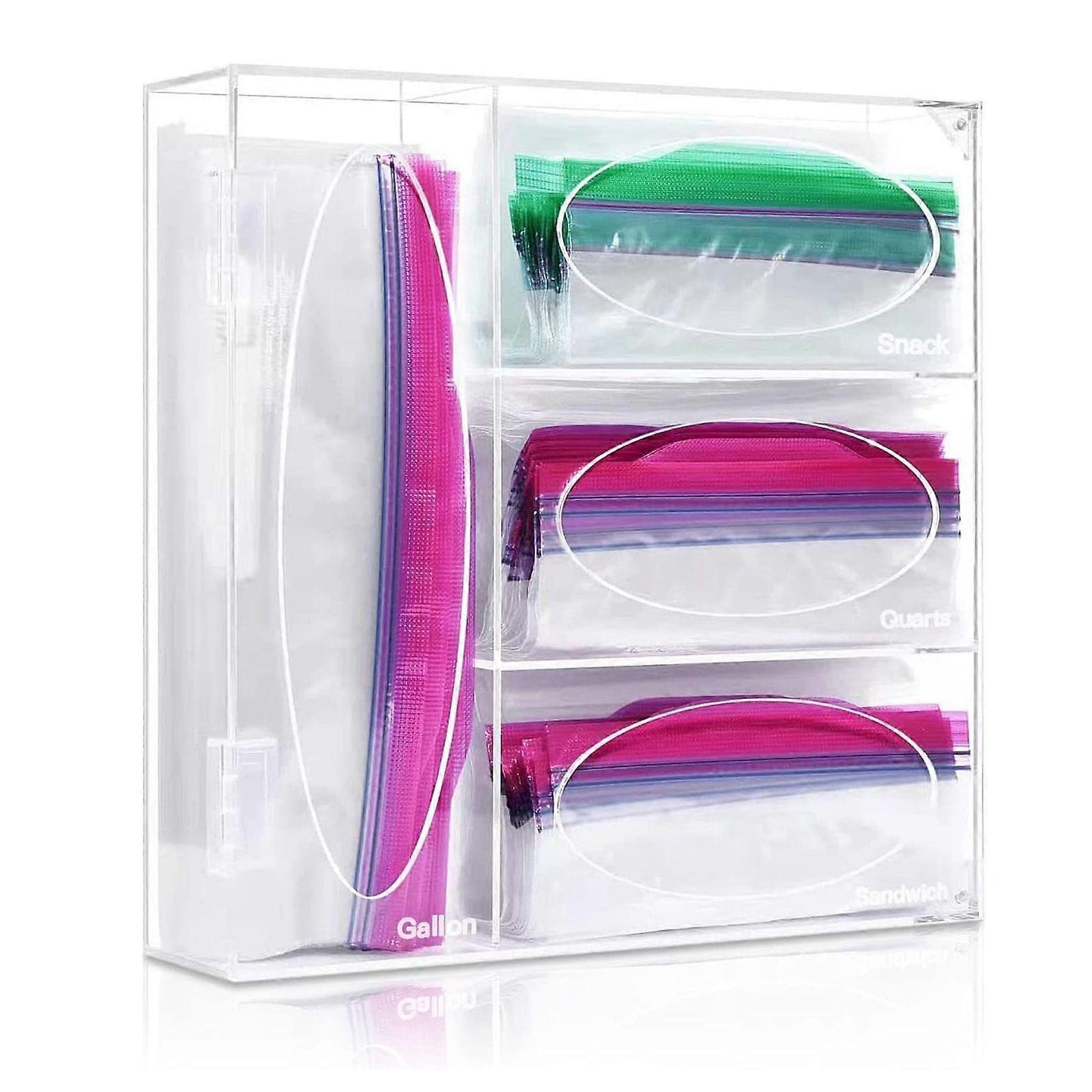 2023 New Creative Acrylic Bag Dispenser Dustproof Transparent Organizer with zipper Sundries Organizing Box With Lid Tool